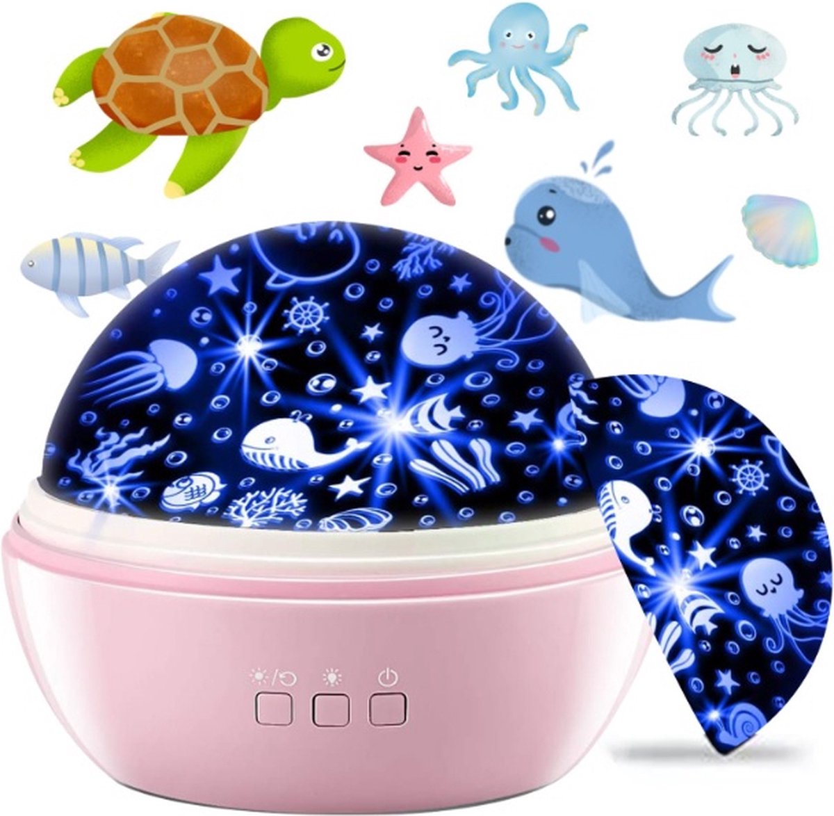   Baby Projector | Sterrenprojector | Nachtlamp | Sterrenhemel | Oceaan | Bedlampje | Galaxy Projector | Roterende kinderlamp met Sterren Hemel Projectie | USB | Roze